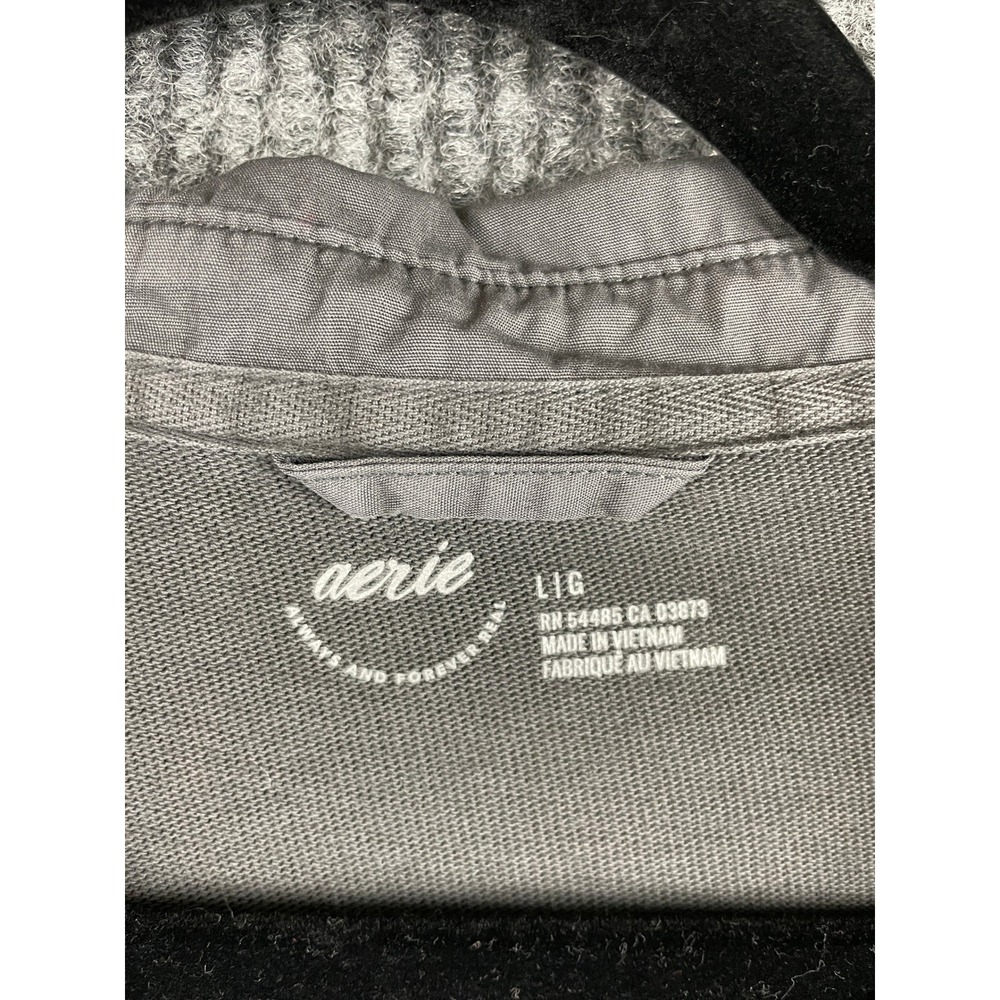 Aerie Popover Polo Sweatshirt Oversized Large Graphic Wash Minimalist Lounge L - Picture 5 of 9